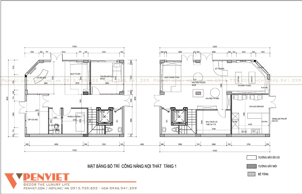 Mặt bằng nội thất tầng 1