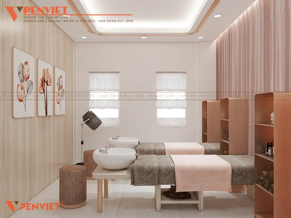 Bố trí khu vực gội đầu đẹp mắt, tạo cảm giác nhẹ nhàng