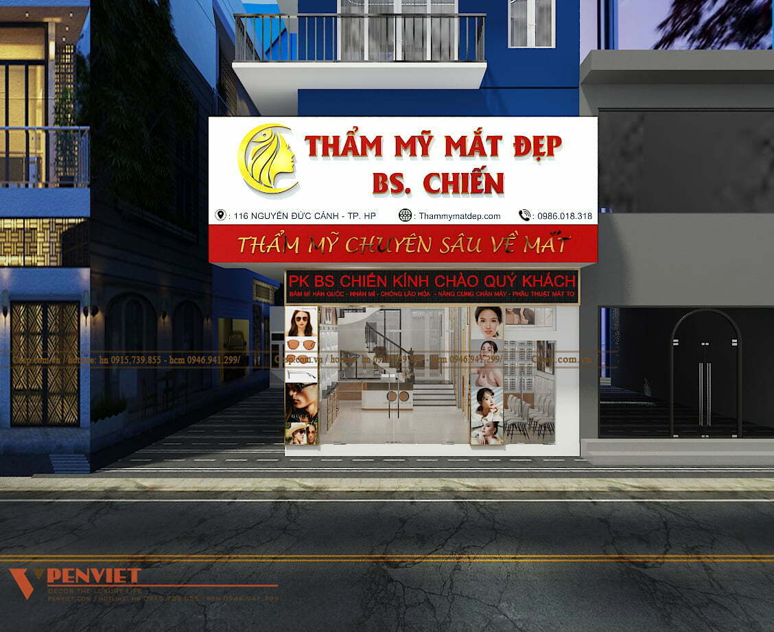 Biển bảng nền màu trắng giúp làm nổi bật tên thương hiệu