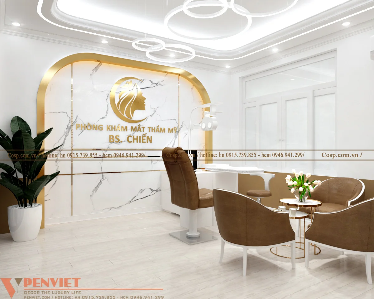Logo thương hiệu được bố trí khu vực chính giữa phòng