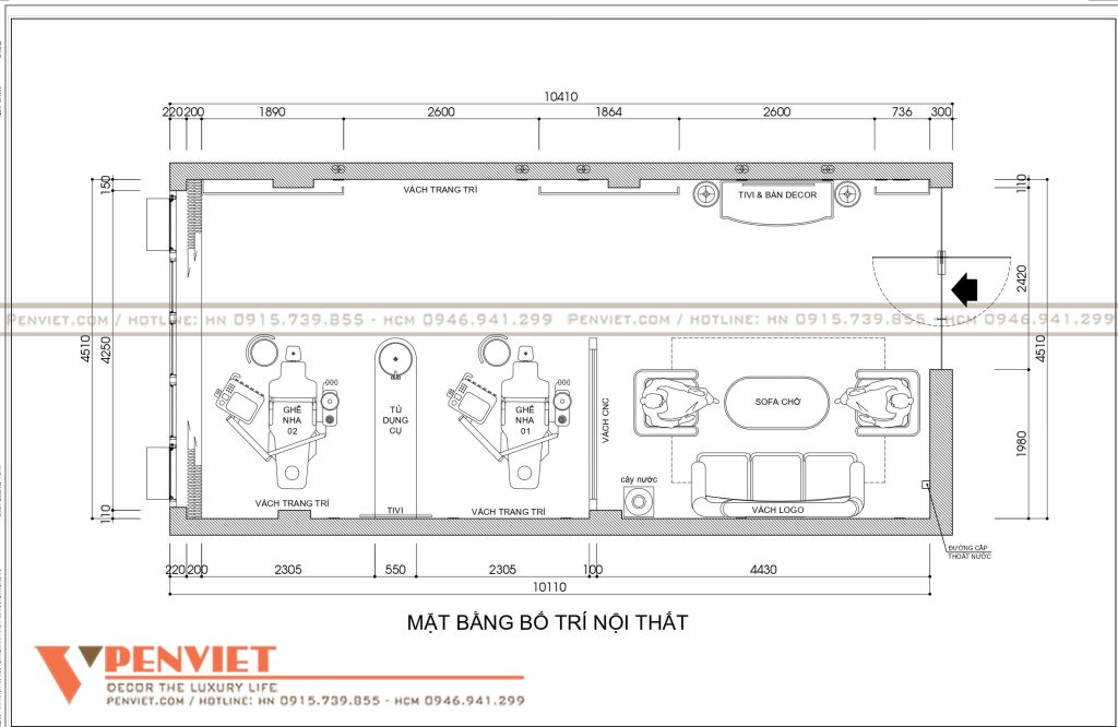 Mặt bằng thiết kế dự án phòng khám Smile Center