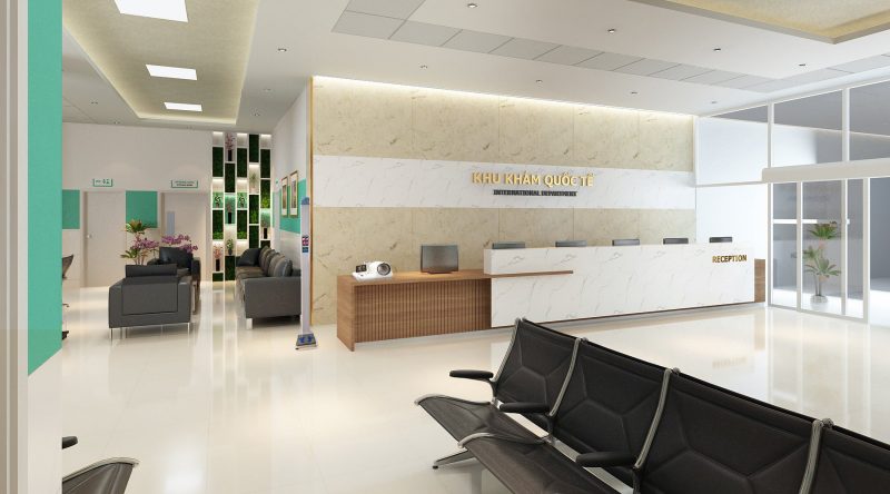 Hệ thống ghế ngồi chờ gam màu đen nổi bật trên nền trắng tinh khôi