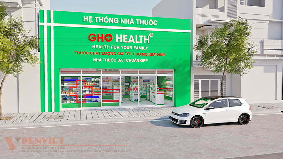 Mặt tiền quầy thuốc GHO Health nổi bật