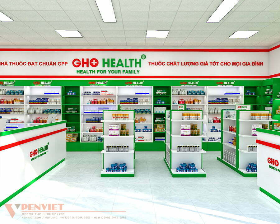 Tủ trưng bày hàng hóa sắp xếp gọn gàng