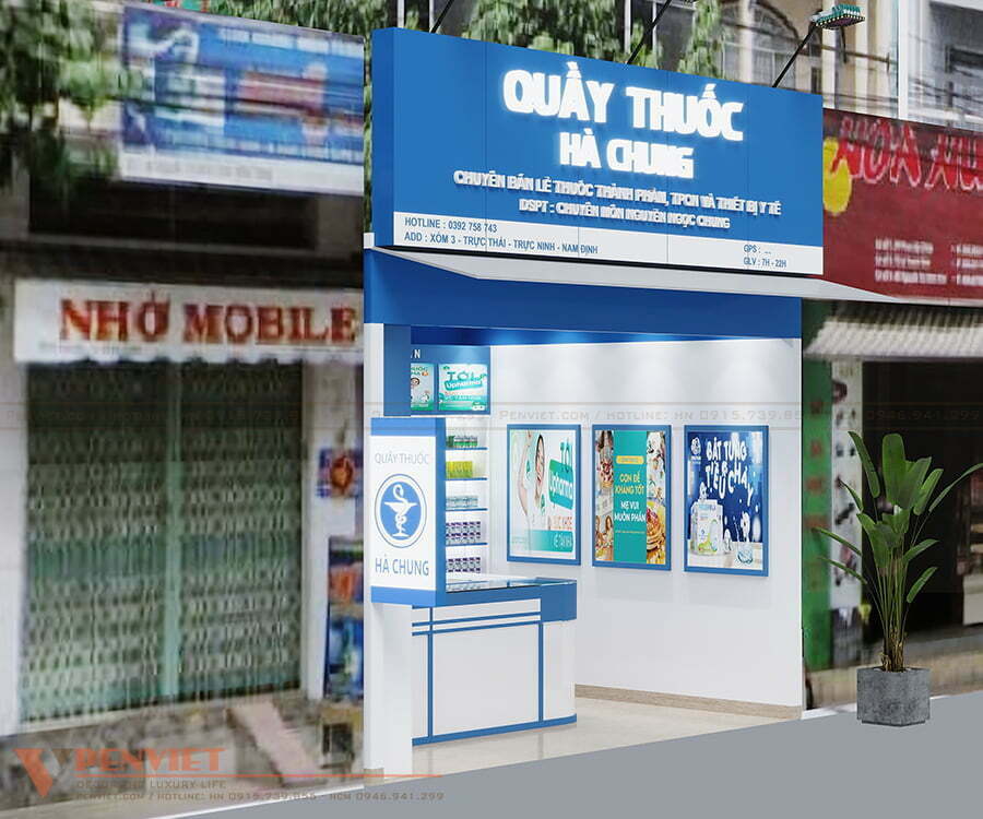 Đầy đủ thông tin trên hệ thống biển bảng nhà thuốc