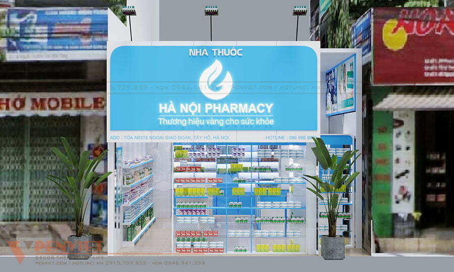 Mặt tiền quầy thuốc Hà Nội Pharmacy nổi bật